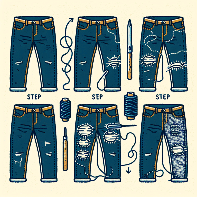 step-by-step guide to visible mending denim jeans using sashiko stitching