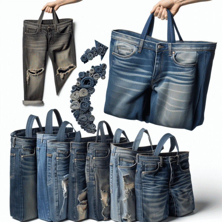 upcycling old jeans into functional shopping bags