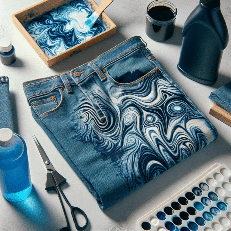 creating unique patterns on denim with dye and bleach